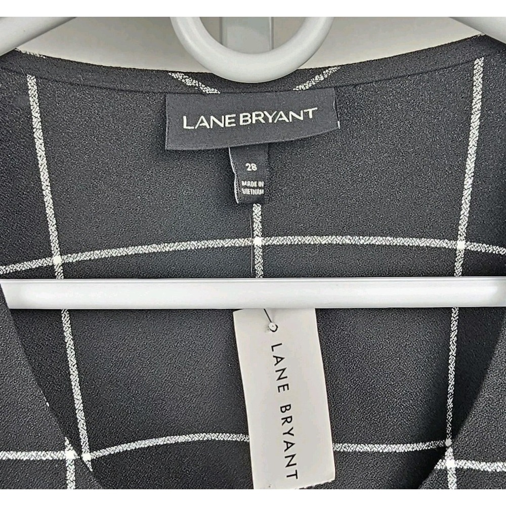 NWT Lane Bryant Peplum Zip Front Jacket Window Pane Black White Career Office 28 - Picture 2 of 9